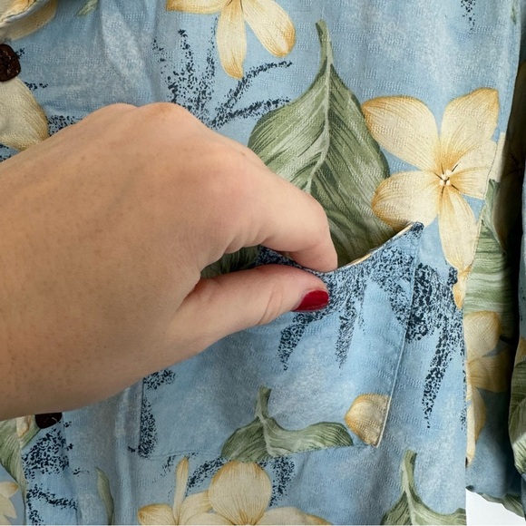 Bermuda Bay 100% Silk Men’s Button Up Shirt Hawaiian Tropical Short Sleeve Large - Picture 4 of 8